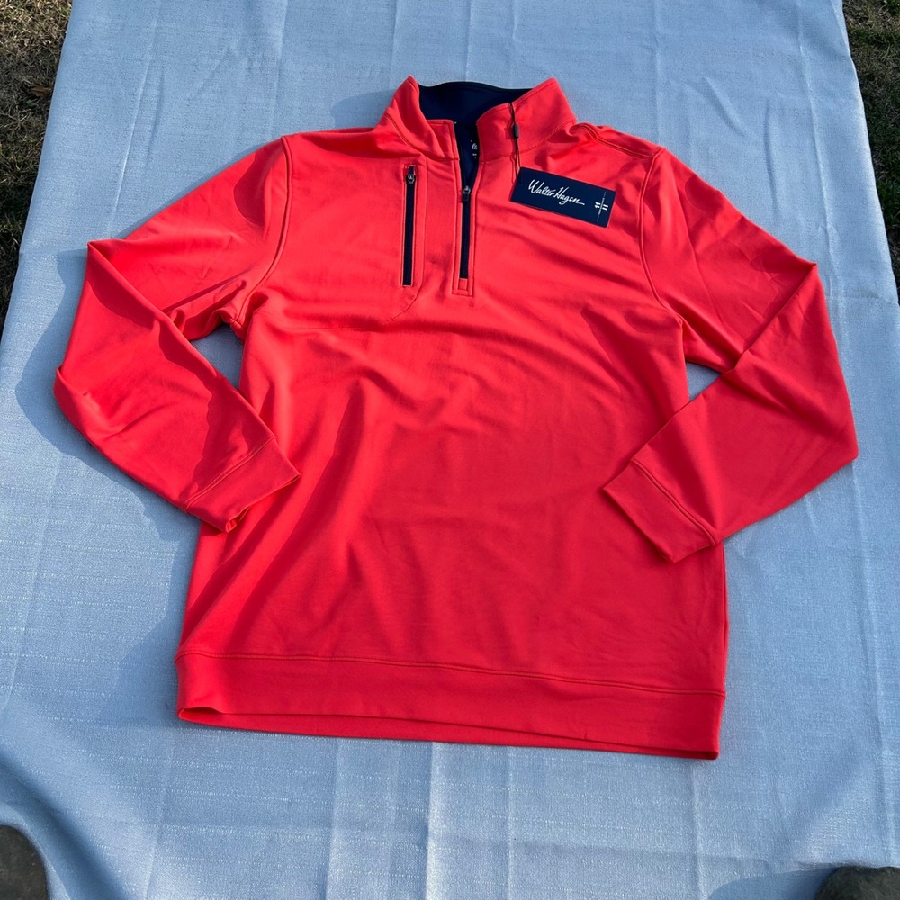 Walter Hagen Mens P11 All Season 1/4 Zip Pullover Size M Red Glow Golf UPF 50+